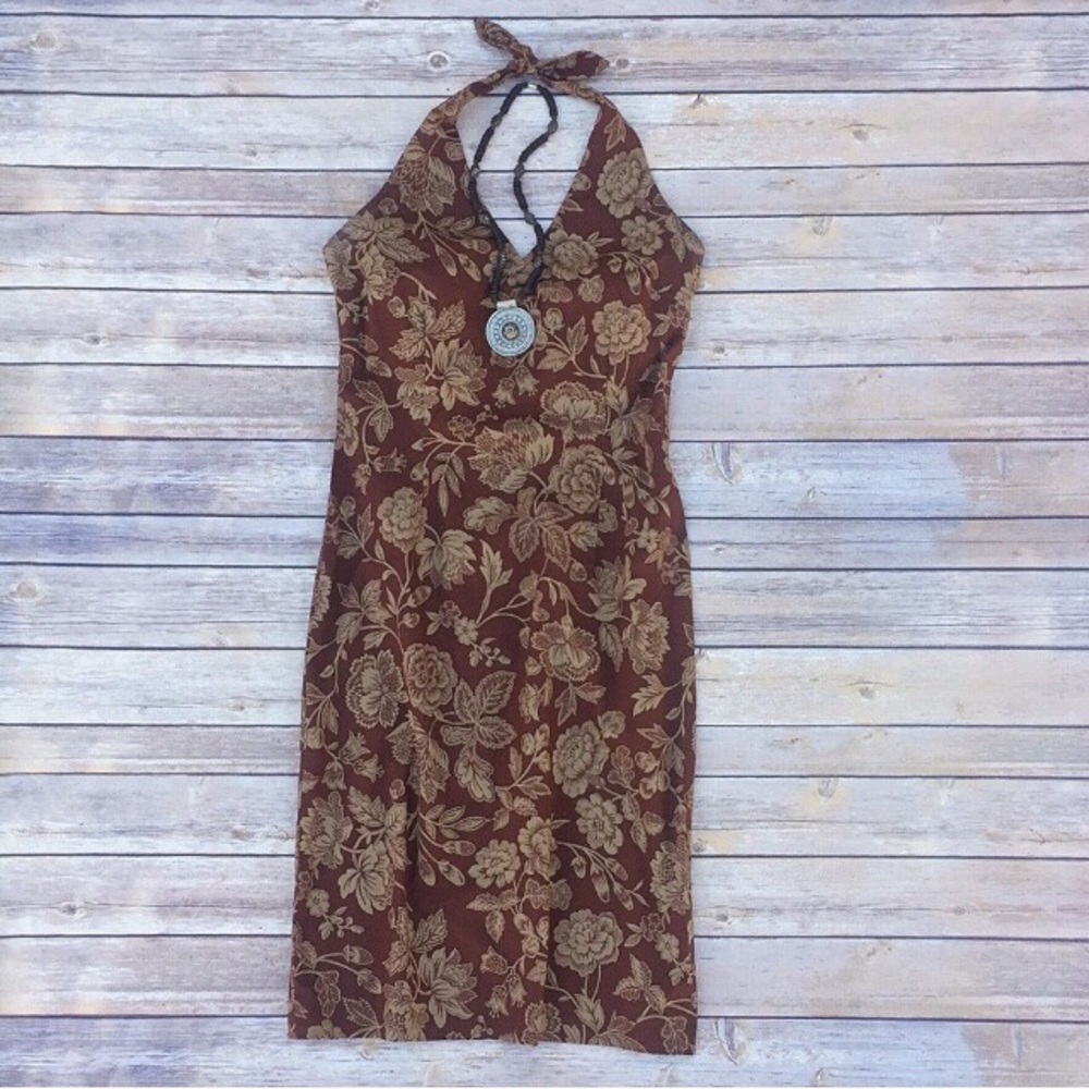 Pretty brown floral halter dress from Ralph Lauren